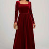 Velvet Square Neck Long Sleeve Dress