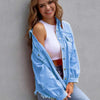Distressed Drop Shoulder Denim Jacket