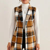 Honey Plaid Lapel Collar Vest