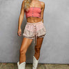 POL Drawstring Floral Shorts with Button Placket