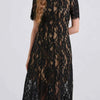 Lace Pearl Neckline Midi Dress