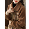 Simple  Plaid Raglan Sleeve Slimming Coat