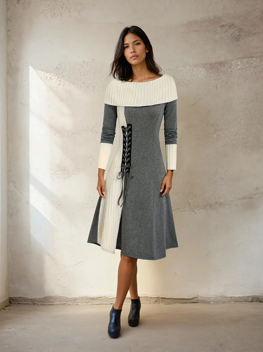 Aurelia Colorblock Patchwork Midi Dress