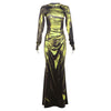 Golden Muse bedrucktes schmal geschnittenes Kleid