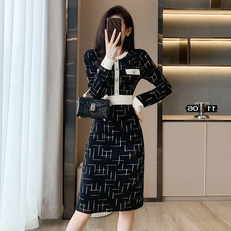 Afterglow Jacquard Strickkleid