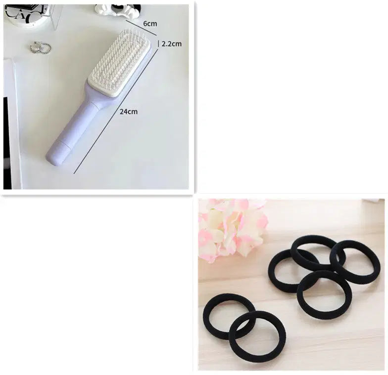 Brosse à cheveux autonettoyante 4 en 1 – Peigne antistatique, massage du cuir chevelu et démêlant