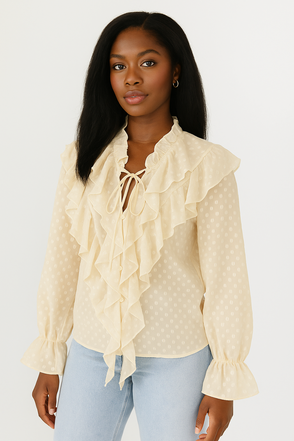 Romantic Muse Ruffle Blouse – Champagne