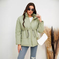 Cinched Drawstring Cotton Coat