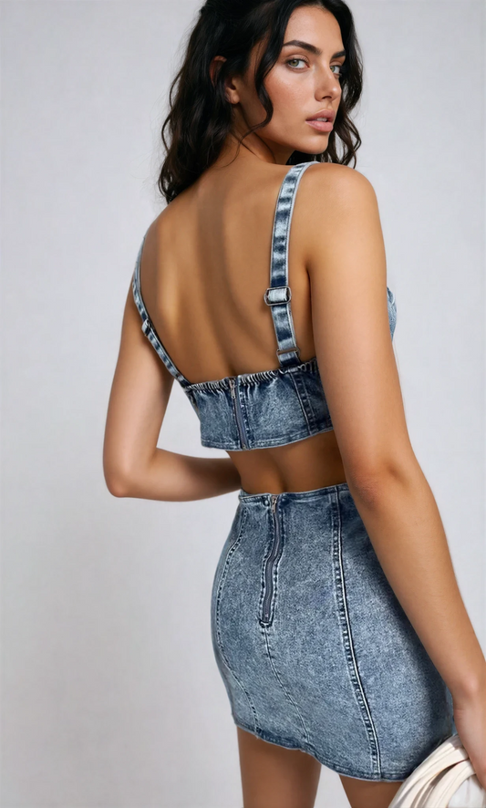 Runaway Zip-Up Duo Cutout Mini Dress