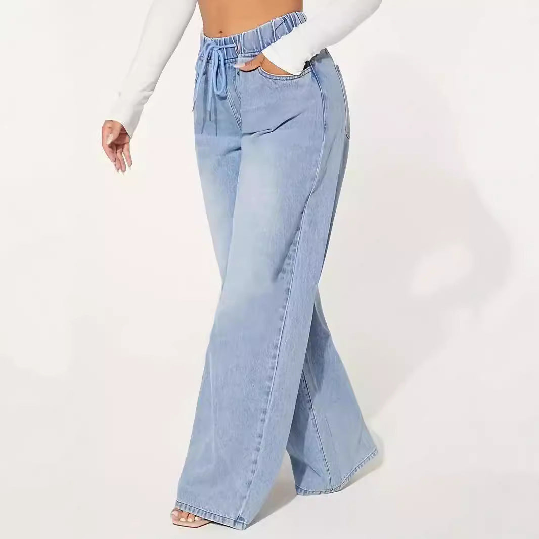 Laidback High-Waist Denim Trousers