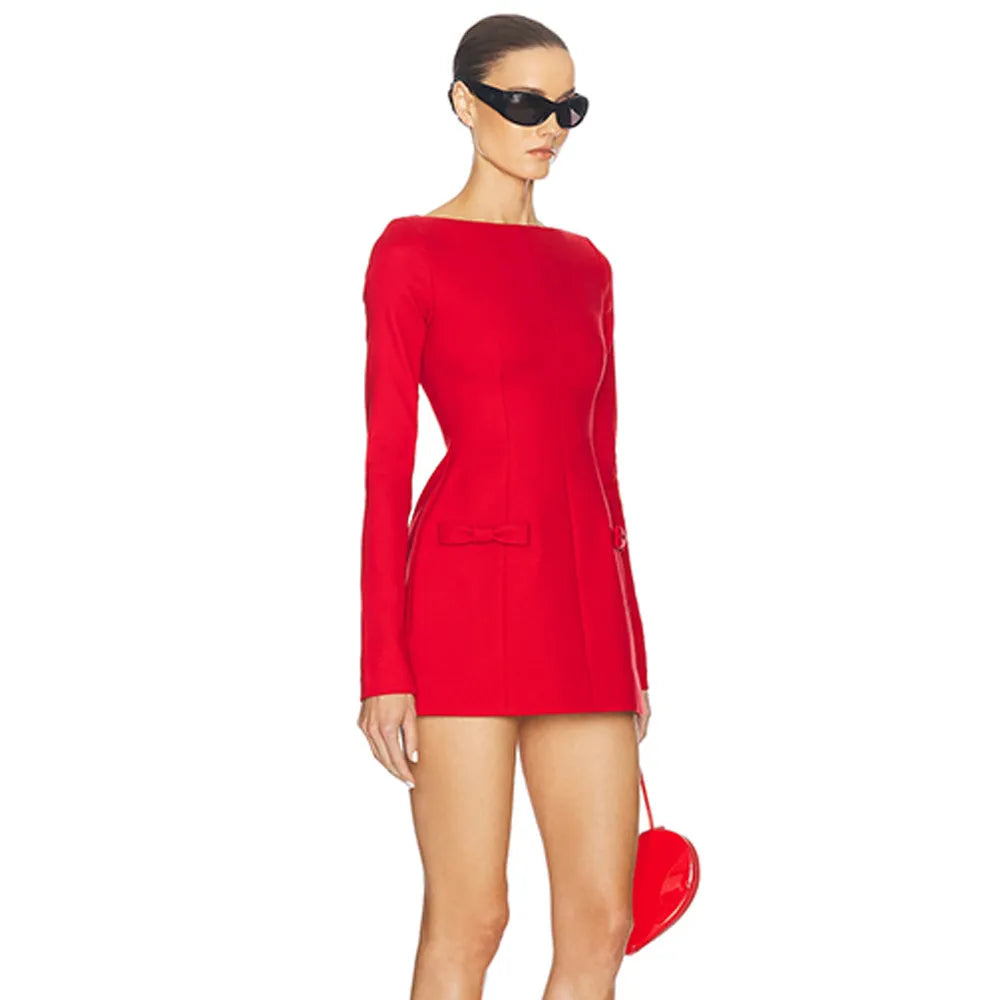 Anastasia A-Linien-Samtkleid mit Schleife