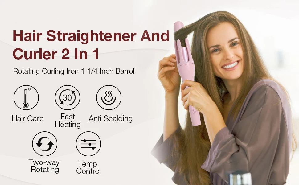 2-in-1 Automatic Hair Curler & Straightener