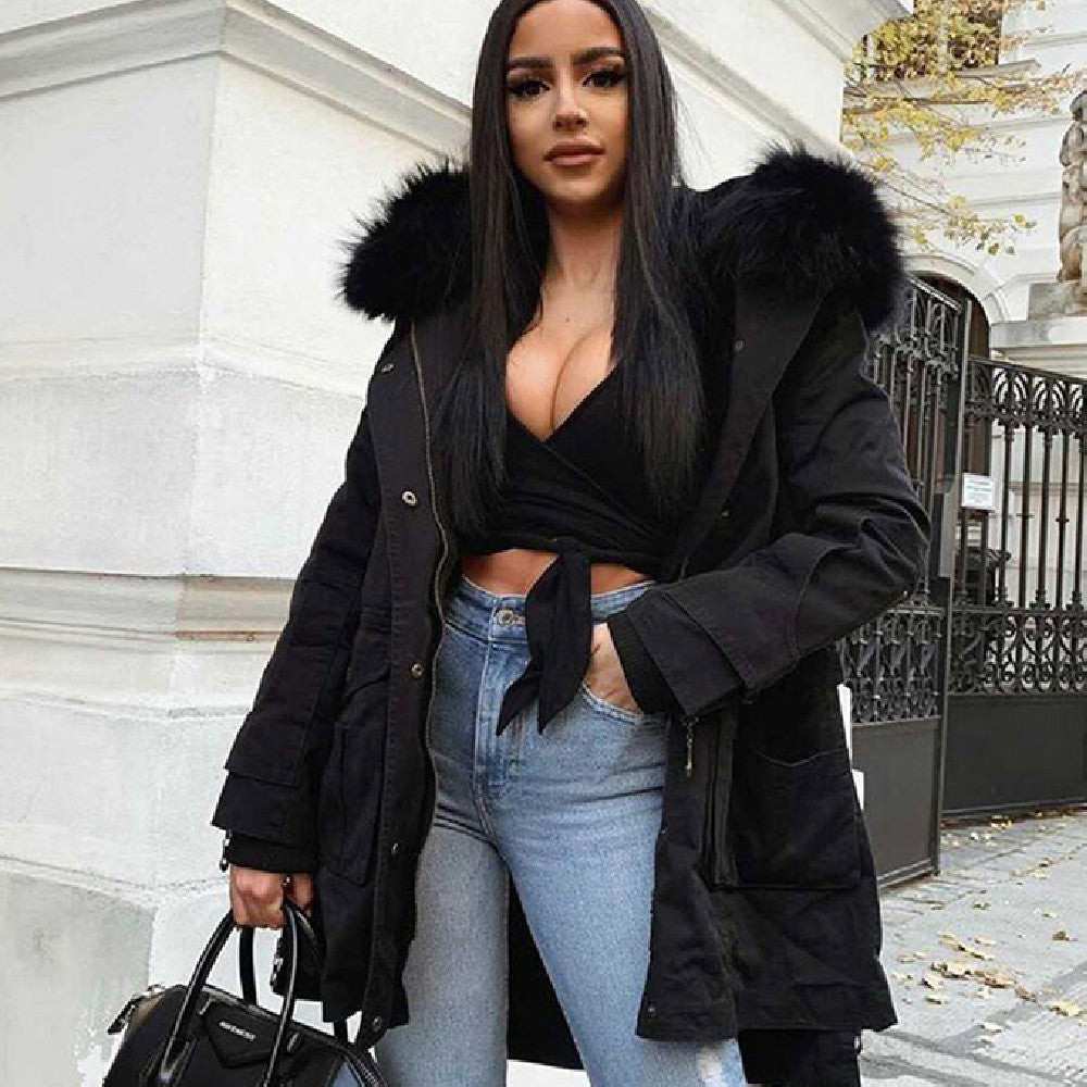 Snowy Days Naturwaschbärfellmantel 