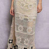 POL Floral Crochet Ruffled Waistband Maxi Skirt with Granny Square Weave