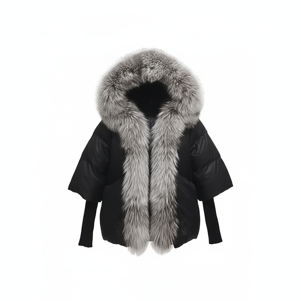 White Duck Down Real Fur  Collar Down Jacket