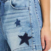 RISEN Elastic Band Slouchy Denim Shorts with Star Patched Details