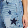 RISEN Elastic Band Slouchy Denim Shorts with Star Patched Details