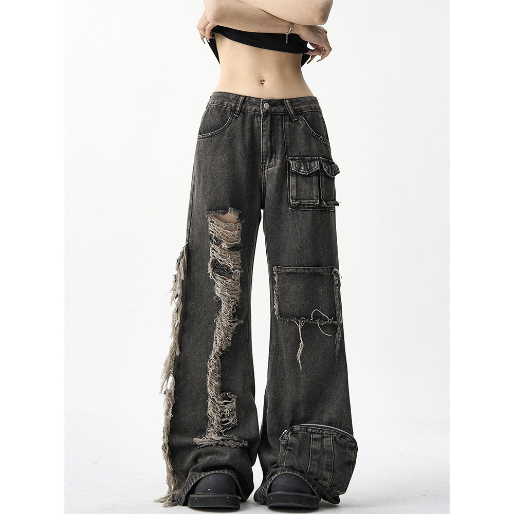 Back Street Ripped Cargo Jeans
