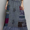 POL Printed Patchwork Embroidered Ruffled Skirt