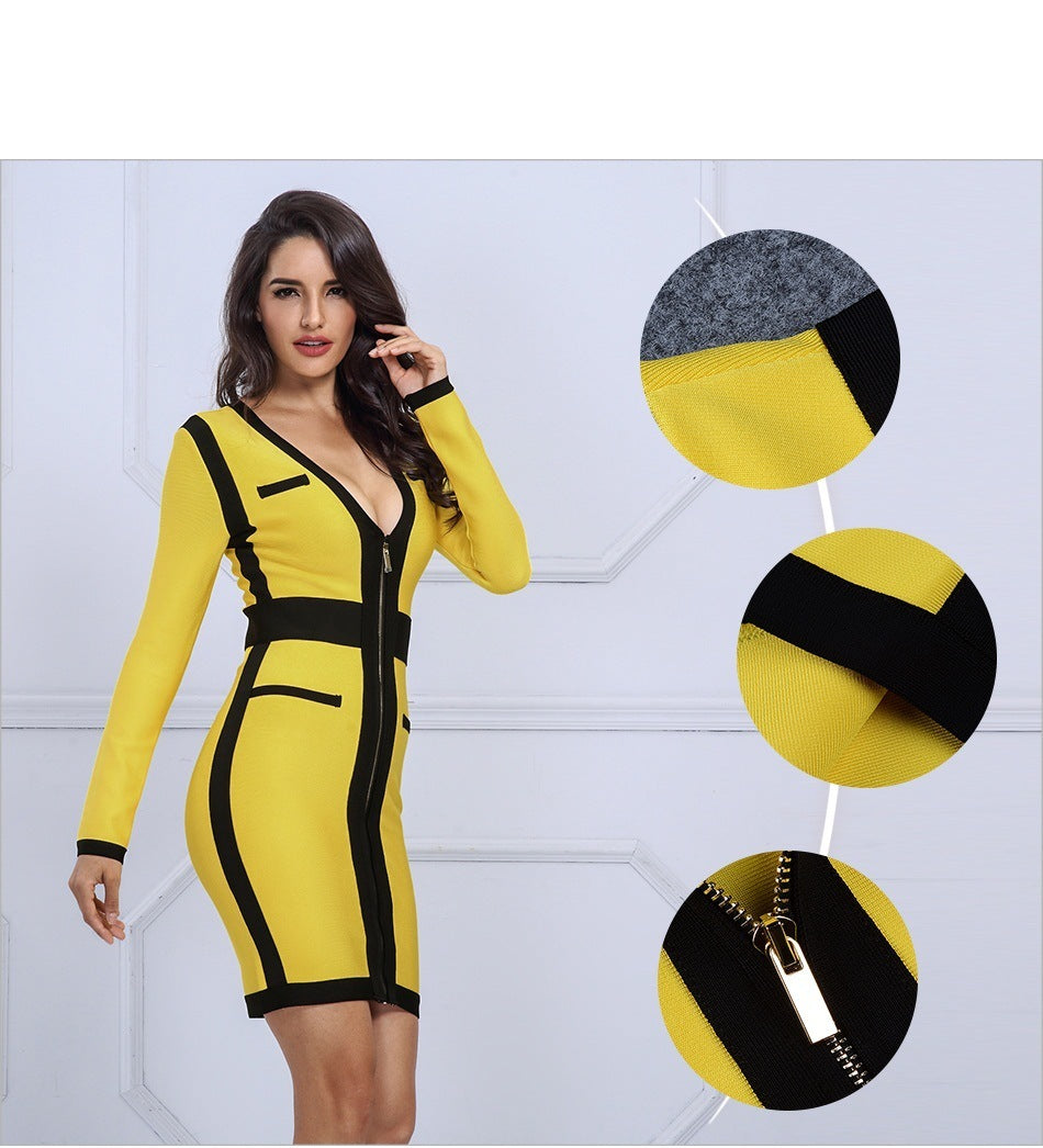 Robe crayon à col en V contrasté Von Dutch