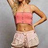 POL Drawstring Floral Shorts with Button Placket