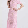 Lace Pearl Neckline Midi Dress