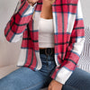 Chic Elegant Plaid Long Sleeve Coat