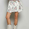 POL Raw Hem Floral Skirt with Pockets
