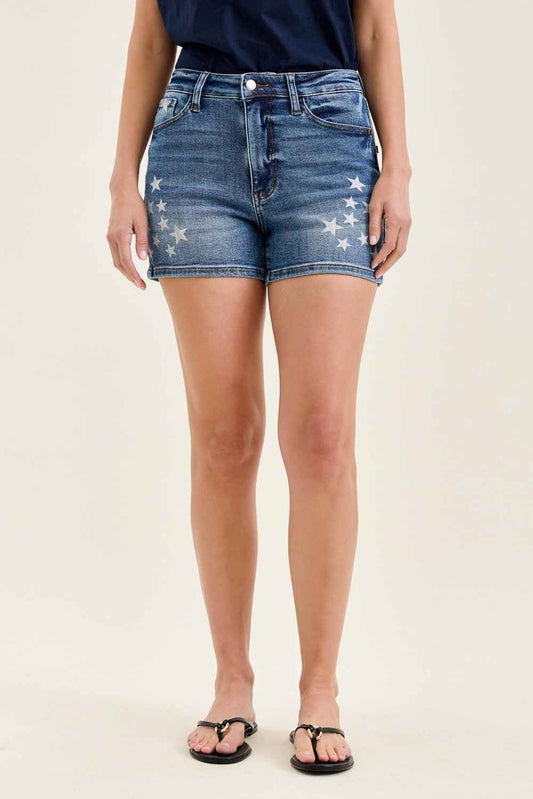 Judy Blue High Rise Slim Short with Star Splatter