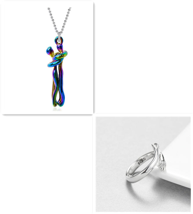 Unisex-Halskette „Liebesumarmung“ – Schlichte Schlüsselbeinkette für Männer, Frauen und Paare 