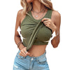 Women's Solid Color Sleeveless Round Neck Vest with Built-in Bra for Summer