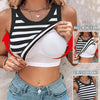 Slim Striped Sleeveless Vest with Bralette - Fashion Round Neck Tank Top for Women