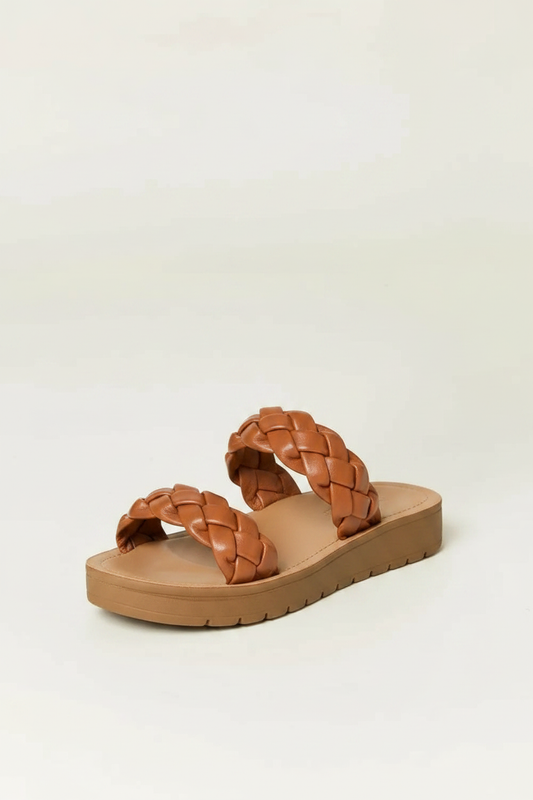 WILD DIVA Woven Dual Band Platform Sandals