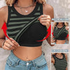 Slim Striped Sleeveless Vest with Bralette - Fashion Round Neck Tank Top for Women