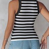 Slim Striped Sleeveless Vest with Bralette - Fashion Round Neck Tank Top for Women