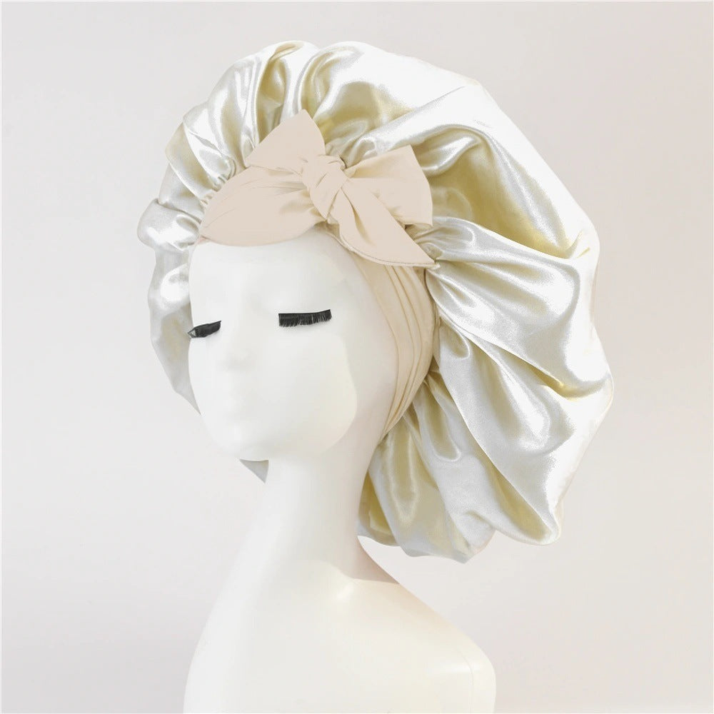 Luxury Silk Satin Bonnet for Women – Night Sleep Cap with Tie Band for Curly Hair