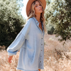 Vintage-Inspired Loose Denim Dress with Lantern Sleeves