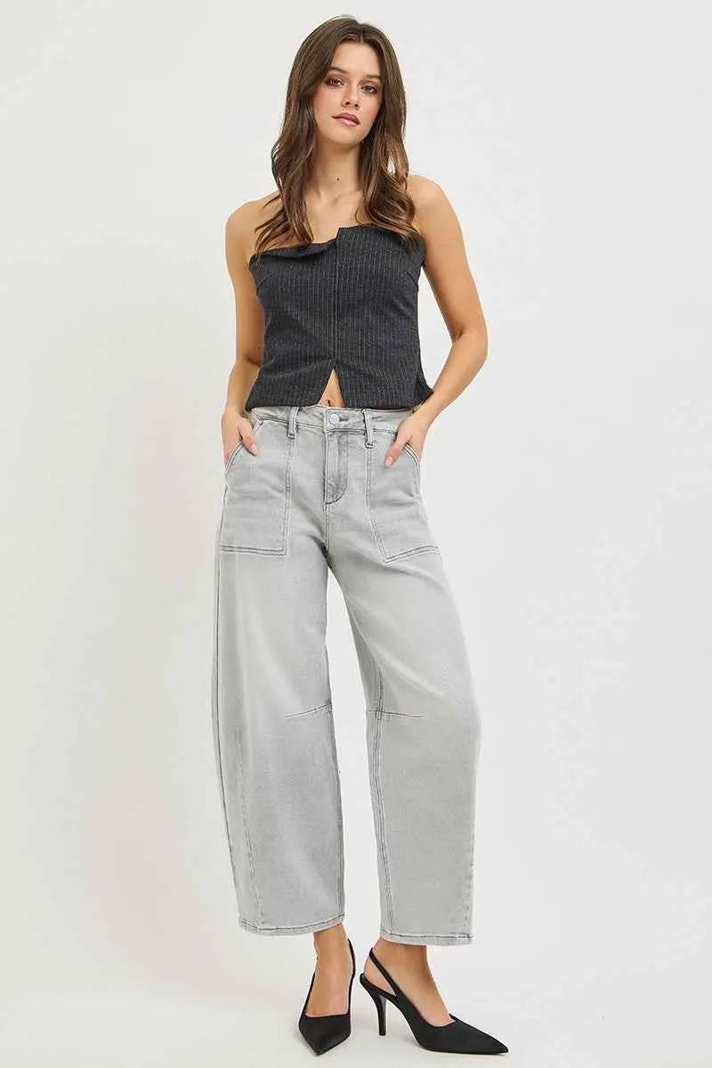 RISEN Slouchy Cropped Barrel Jeans