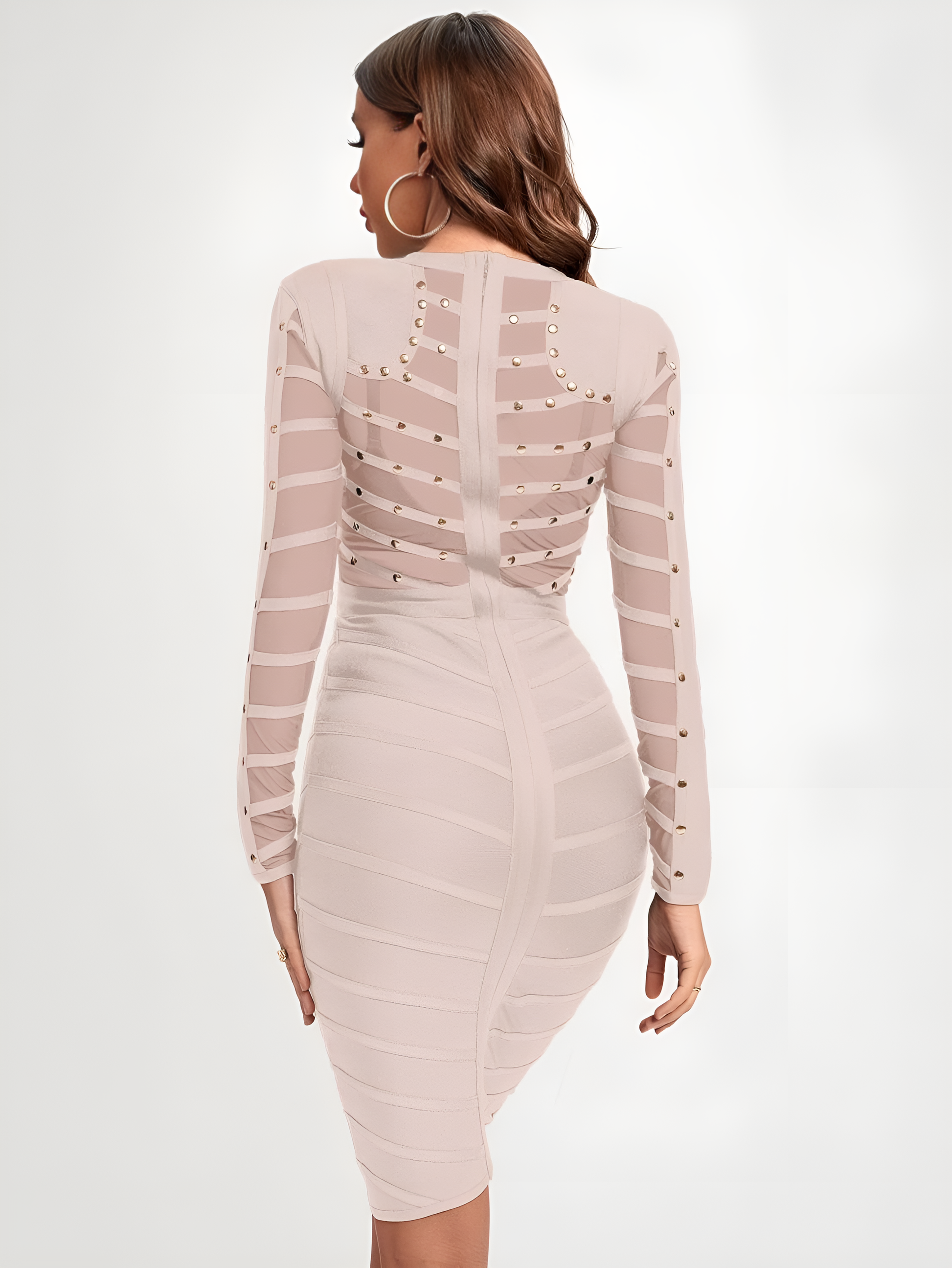 Eclipsed Beaded Illusion Bodycon Dress