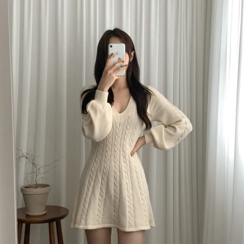 Robe trapèze élégante en maille torsadée