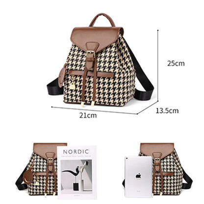 Houndstooth Backpack for Women – High Capacity Travel Bag for Girls