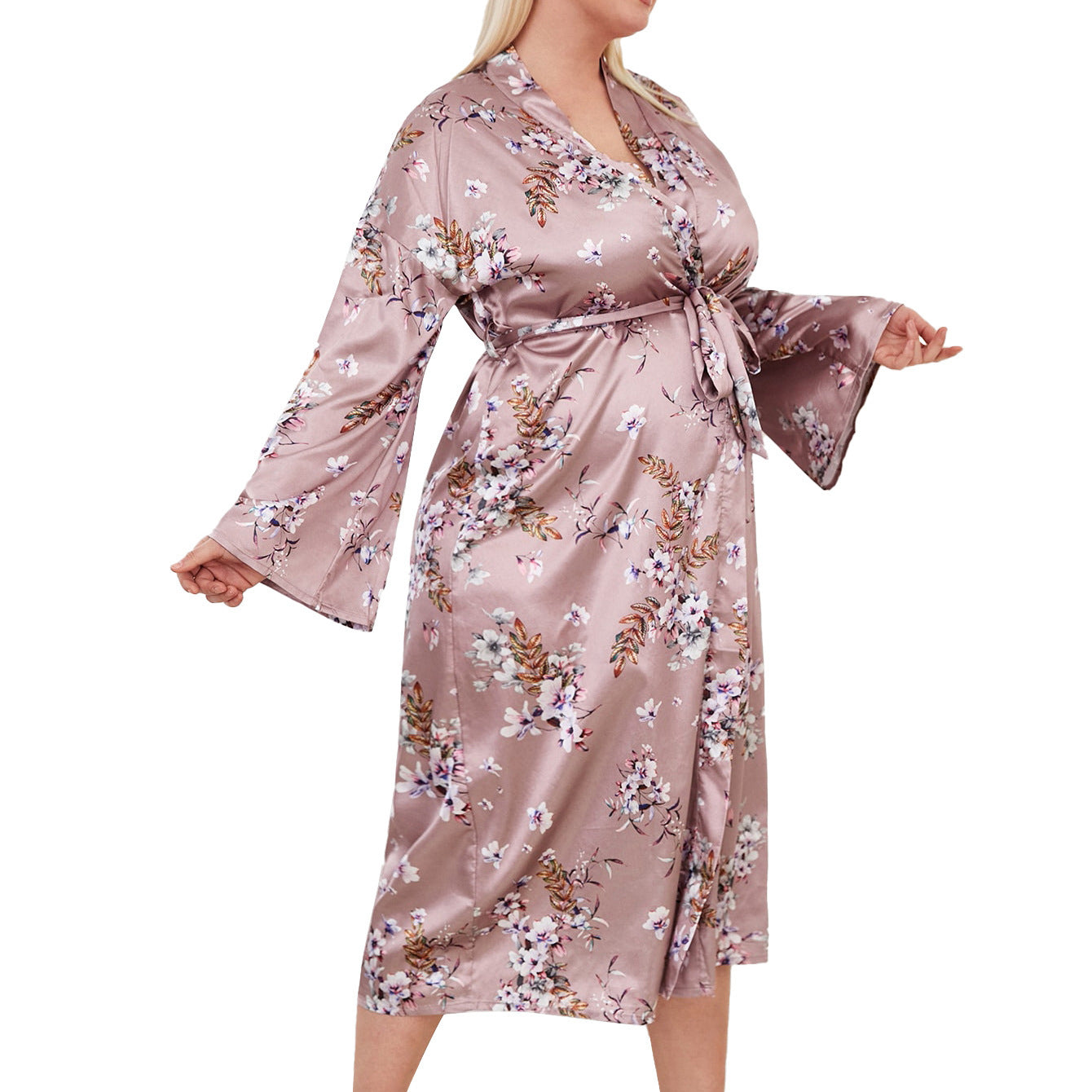 Late Night Bloom Luxe Floral Robe - Curve