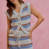 SO ME Multi Color Stripe Knitted Sweater Skirt