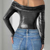Perfee Ruched Off-Shoulder Long Sleeve Bodysuit