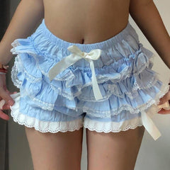 Spencer Ruffle Bow Lace Layered Shorts