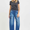 RISEN Elastic Band Slouchy Cropped Barrel with Star Patch