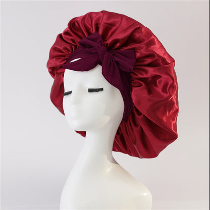 Luxury Silk Satin Bonnet for Women – Night Sleep Cap with Tie Band for Curly Hair