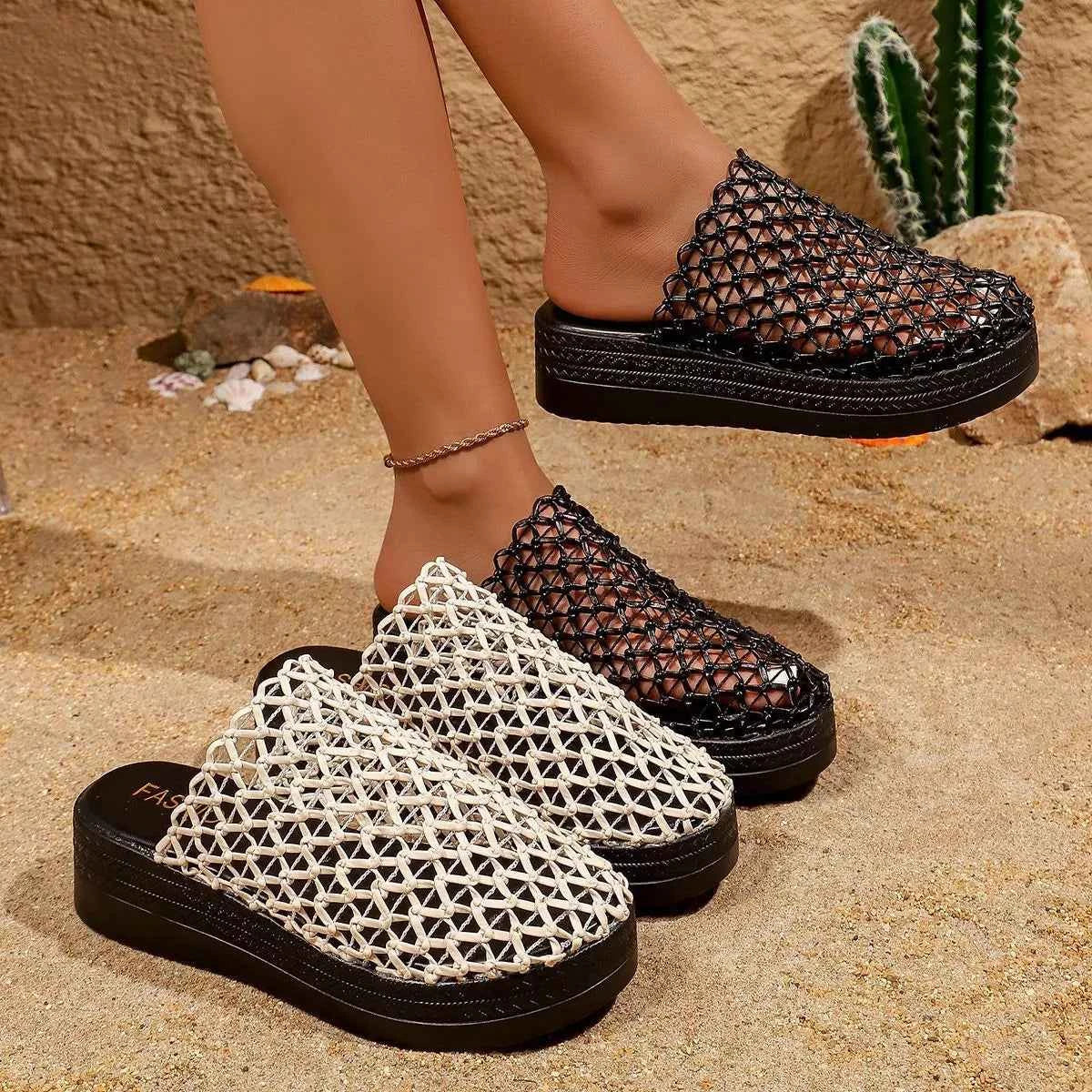 Woven Design Platform Sandals