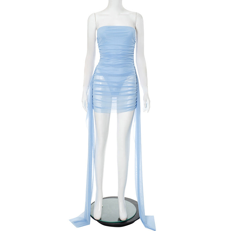 Robe midi dos nu Serein avec détails en maille