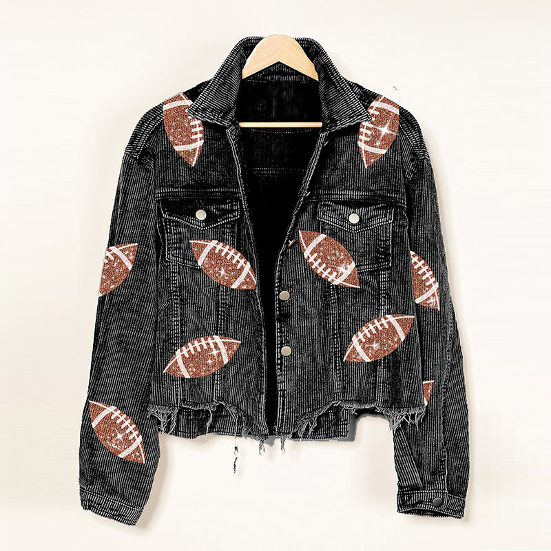 Rugby Print Baseball Jacket